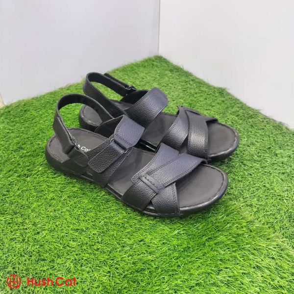 Men’s Black Mild Leather Cross Strap Sandal Sandal’s