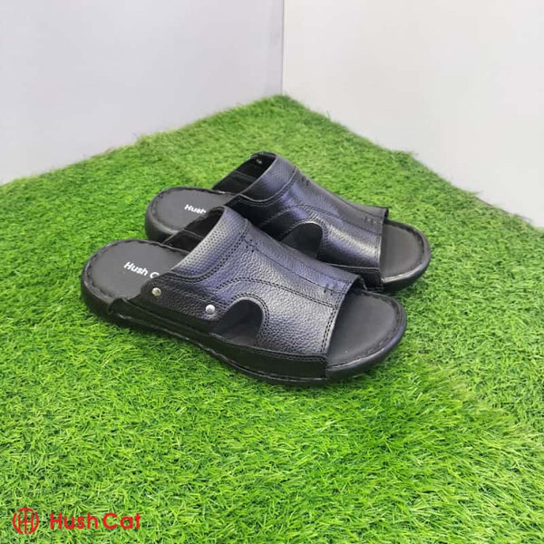 Men’s Black Mild Leather Medicated Slipper