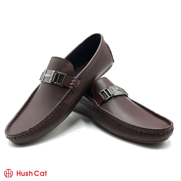 Mens Brown Embellished Mat Loafer Shoes Men Loafers