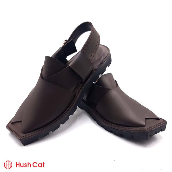 Mens Synthetic Leather Brown Trendy Peshawari Chappal